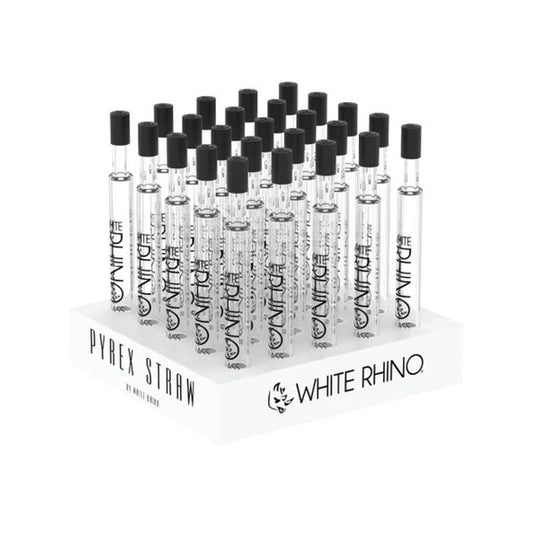 WHITE RHINO PYREX V2 DAB STRAW WITH SILICONE CAP 25CT